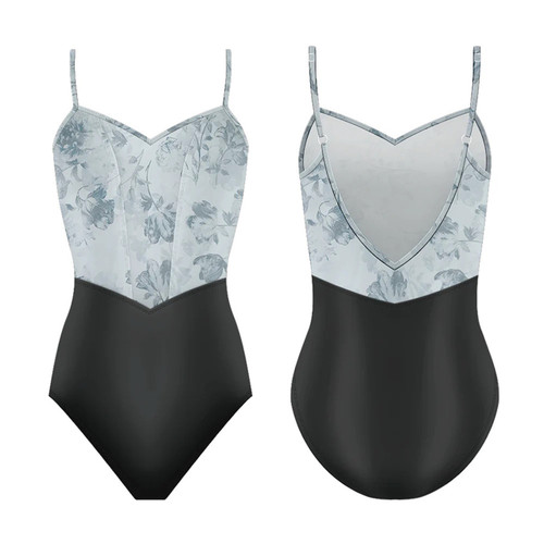 Adult X-Small Danse De Paris L0112L Demi Jardin Saule Camisole Leotard with Floral Bodice