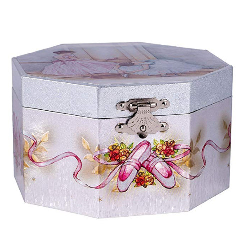 JB011 Two Dancers - Silver Ballerina Music Jewelry Box
