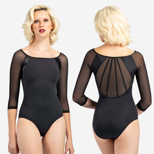 Adult Large Lulli Dancewear LUF691 Samara 3/4 Mesh Sleeve Leotard