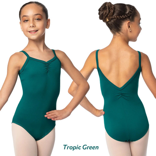 Child Intermediate (6x-7) So Danca SL114 Flametta Camisole Leotard with Pinched Front and Back - Tropic Green