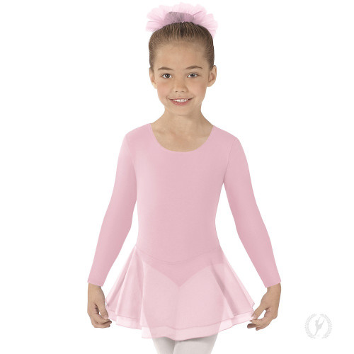 Eurotard 10465 Children's Cotton Long Sleeve Leotard with Attached Double Skirt