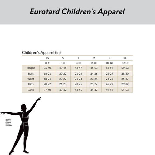 Eurotard 10467 Children's Cotton Short Sleeve Double Skirt Dress Size Chart Eurotard 10467 Children's Cotton Short Sleeve Double Skirt Dress Size Chart