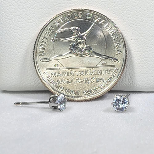 It's A Dusey! PE5087 4mm Cubic Zirconia Rhodium Stud Earrings