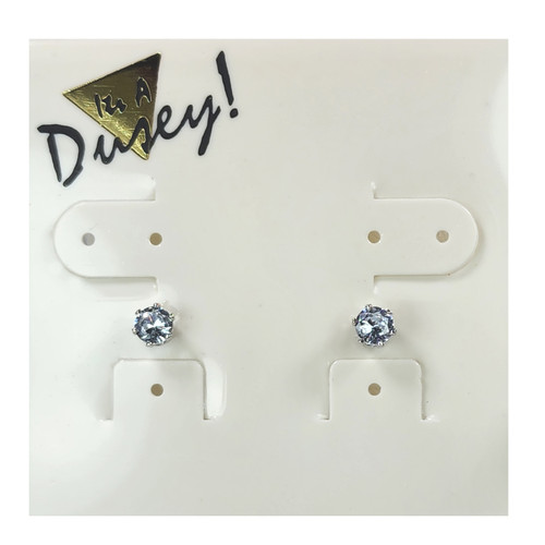 It's A Dusey! PE5087 4mm Cubic Zirconia Rhodium Stud Earrings