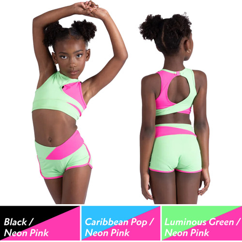 DanzNMotion 25300C Children's Lulu Two Tone Keyhole Crop Top