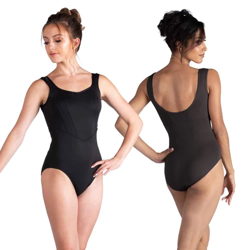 DanzNMotion 26105A Harlowe Corset Bodice Tank Leotard - Black