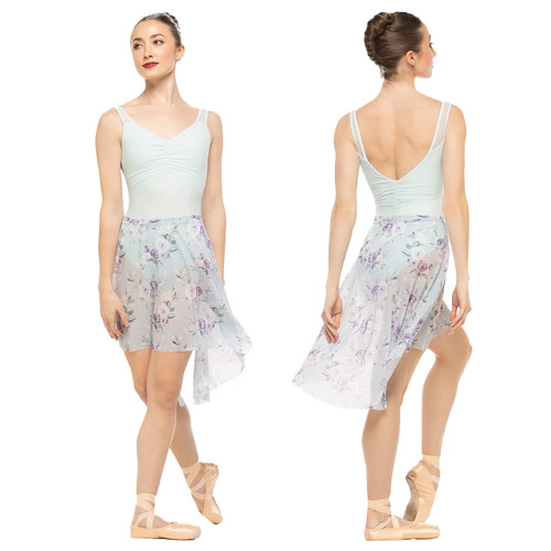 Eleve Dancewear Amora Long High-Low Skirt Moonlit Garden Baby Blue Mesh