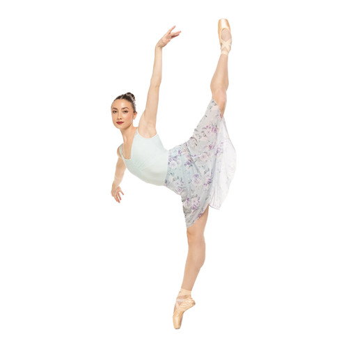 Eleve Dancewear Amora Long High-Low Skirt Moonlit Garden Baby Blue Mesh