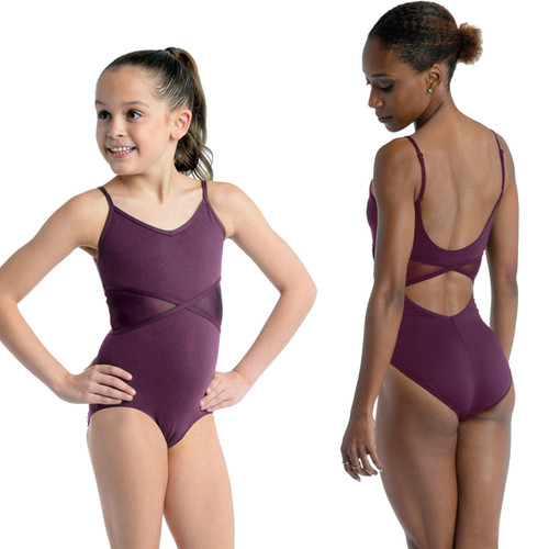 Child Large (12-14) DanzNMotion 21100C Camisole Leotard with Side Mesh Insets