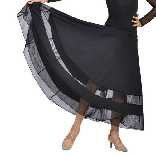 Dance Me US100# Smooth and Standard Ballroom Practice Skirt with Mesh Details