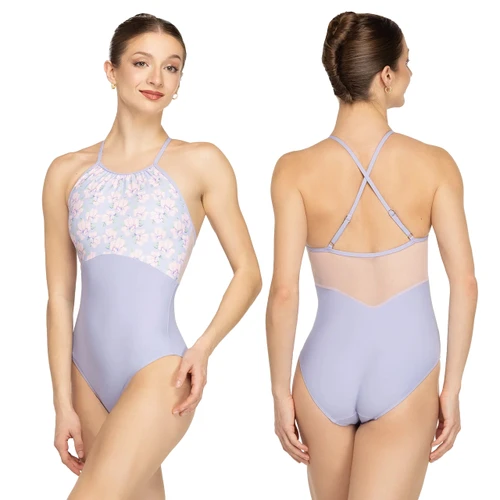 Eleve Dancewear Ebony Cross Back Camisole Leotard - Flower Toss