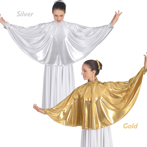 Eurotard 14739 Metallic Mock Neck Praise Cape Angel Wings