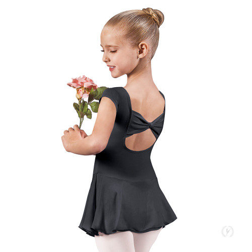 Eurotard 44285 Children's Bow Back Leotard with Attached Skirt Black Eurotard 44285 Children's Bow Back Leotard with Attached Skirt Black
