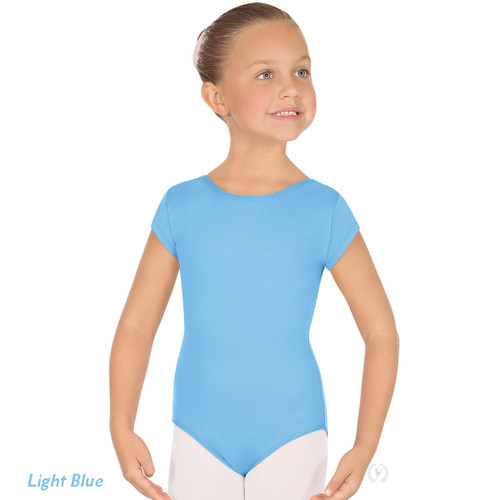 Eurotard 44475C Children's Microfiber Short Sleeve Leotard - Light Blue