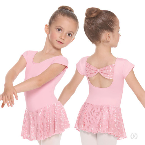 Eurotard 78285 Children's Impression Mesh Bow Back Leotard with Attached Skirt