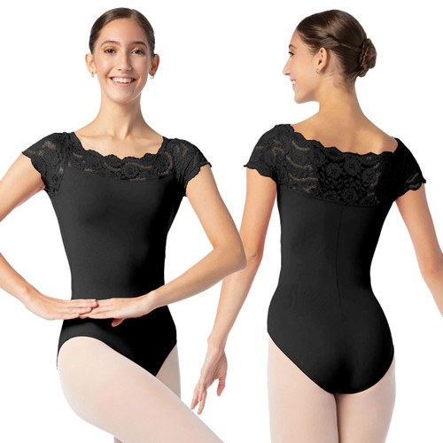 So Danca SL16 Matilda Lace Cap Sleeve Leotard - Black 01