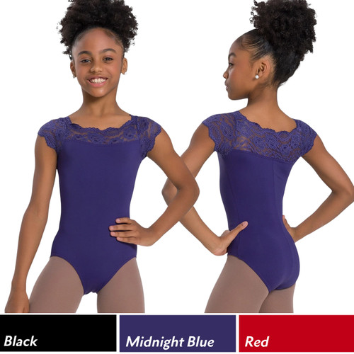 23107C Children's Nicolette Heart Lace Cap Sleeve Leotard