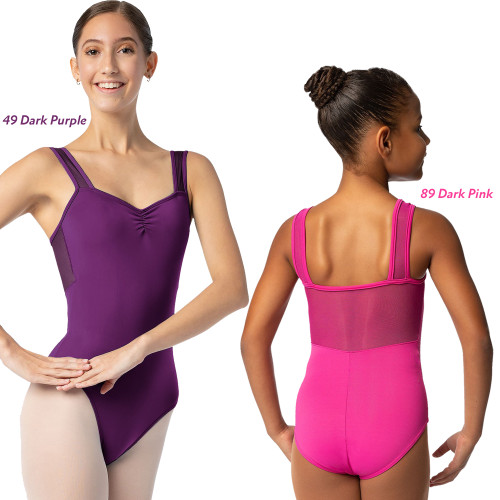 So Danca SL21 Children's Marley Wide Mesh Strap Leotard with Mesh Inserts