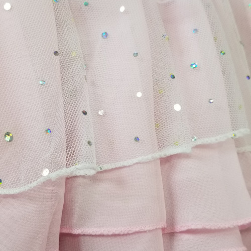 DanzNMotion 293 Children's Short Sleeve Dress with Attached Hologram Dot Skirt