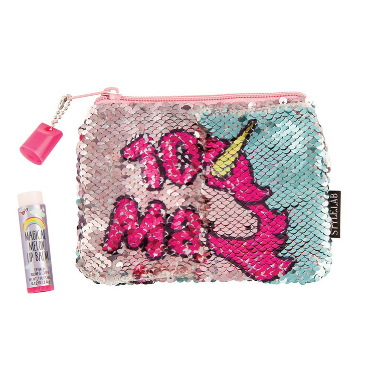 Fashion Angels 77416 Magic Sequin Unicorn Pouch with Lip Balm