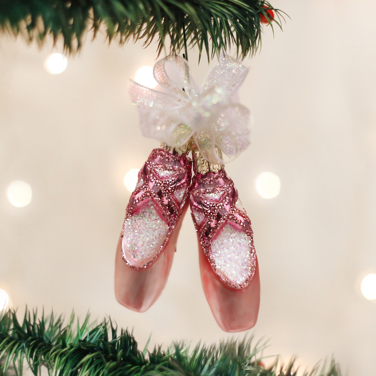 Old World Christmas 32030 Pair Of Ballet Slippers / Pointe Shoe Ornament