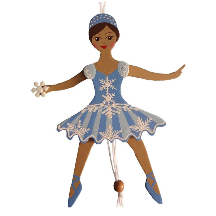 Nutcracker Ballet Gifts NPP2-SN-E African American Snowflake Dancer 6" Pull Puppet Ornament