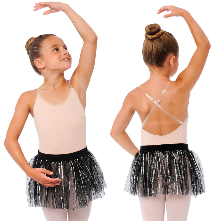 Montelle Intimates 1357NS Children's Move Free Skin Tone Leotard with Clear Straps
