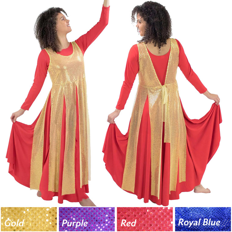 Basic Moves BM1106A Adult Liturgical Sequin Tunic with Streamer Skirt