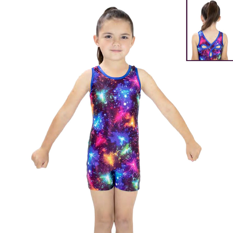 Basic Moves GY7437FW Children's Firework Gymnastics Cross Back Tank Biketard