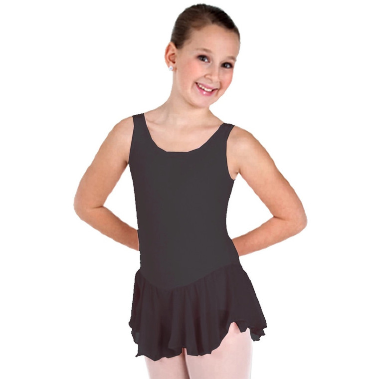 Child Large (12-14) Body Wrappers BWC190 Cotton Skirted Tank Leotard - Black