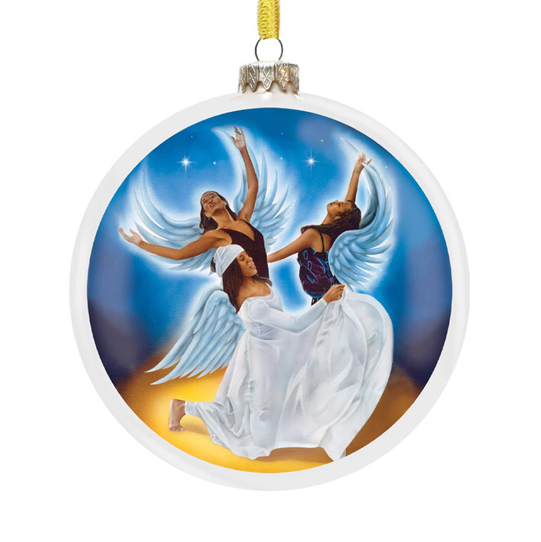 African American Expressions ORN01 Angels Trio 4" Glass Christmas Ornament