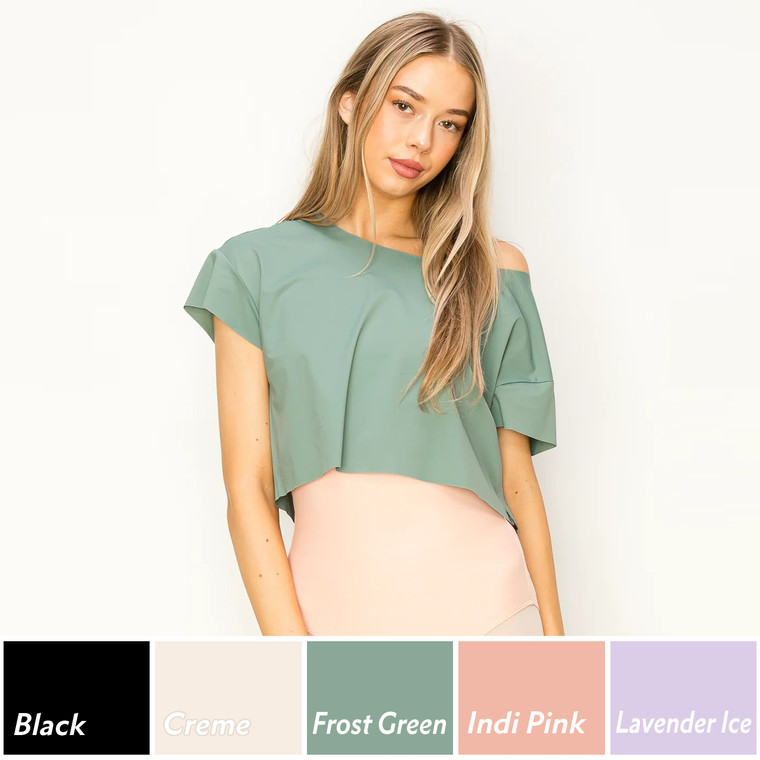 Aluvie AT002 Icee Cooling Wide Neck Cap Sleeve Crop Top