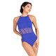 DanzNMotion 21105A High Neck Leotard with Sheer Waist