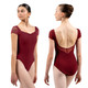 Nikolay DAD2003/2MPN Children's Little Effie Mesh Cap Sleeve Leotard - Bordeaux