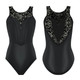 Adult X-Small Luxe Jet Leotard with Burnout Velvet Accent