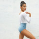Adult Medium Royal Two Tone 3/4 Sleeve Leotard with Pop Mesh