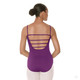 Eurotard 44485 Lattice Front Strappy Back Leotard with Shelf Bra - Eggplant