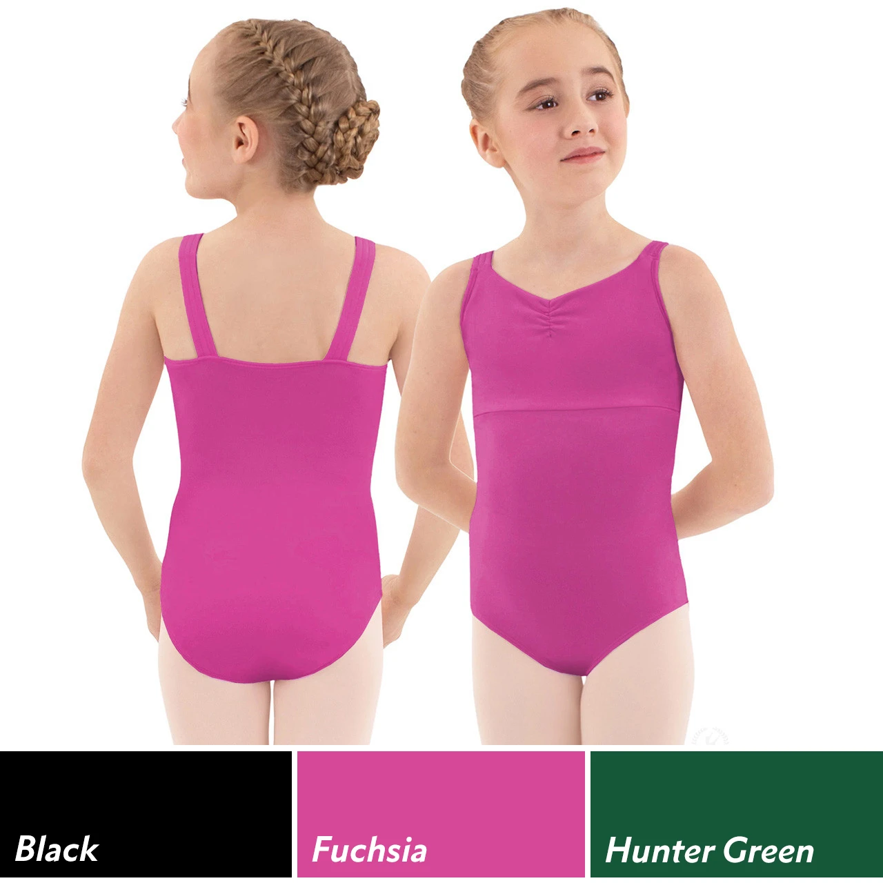 44922C Children's Pinch Front Slim Strap Tank Leotard - Lindens
