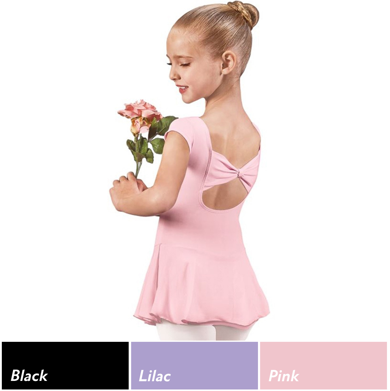 44285 Children's Bow Back Leotard with Attached Skirt