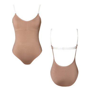 3532 Skin Tone Camisole Leotard with Adjustable Clear Straps - Lindens  Dancewear