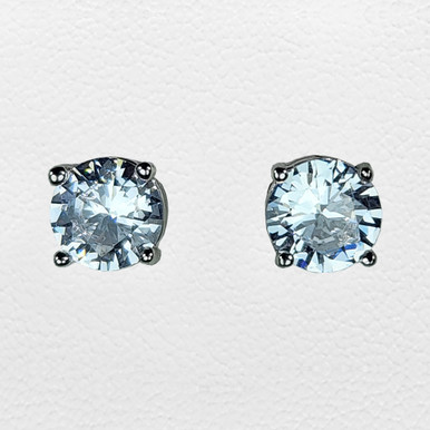 PE4903 12mm Cubic Zirconia Rhodium Stud Earrings - Lindens Dancewear