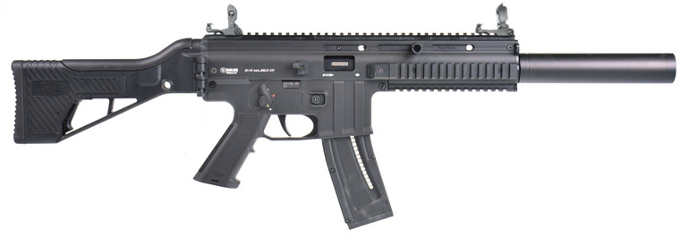 PRODUCT DESCRIPTION: 

Perfect for casual plinking, target shooting, and small game hunting. The GSG-15 SD features a modern rifle design and a folding 3-position black synthetic stock. The GSG-15 SD is an easy-to-handle package that offers serious fun for novice shooters and serious hobbyists alike.   





SPECIFICATIONS: 

Overall length: 34.65" - 36.06"

Weight: 6.45 lbs  

Barrel length: 16.37"  

Trigger pull: SA 25N / 5.50 lbs  

Magazine capacity: 22 Rounds 

Faux Suppressor   

Includes: Instructions, Safety manual, and one spare magazine. 

*Limited Lifetime Warranty