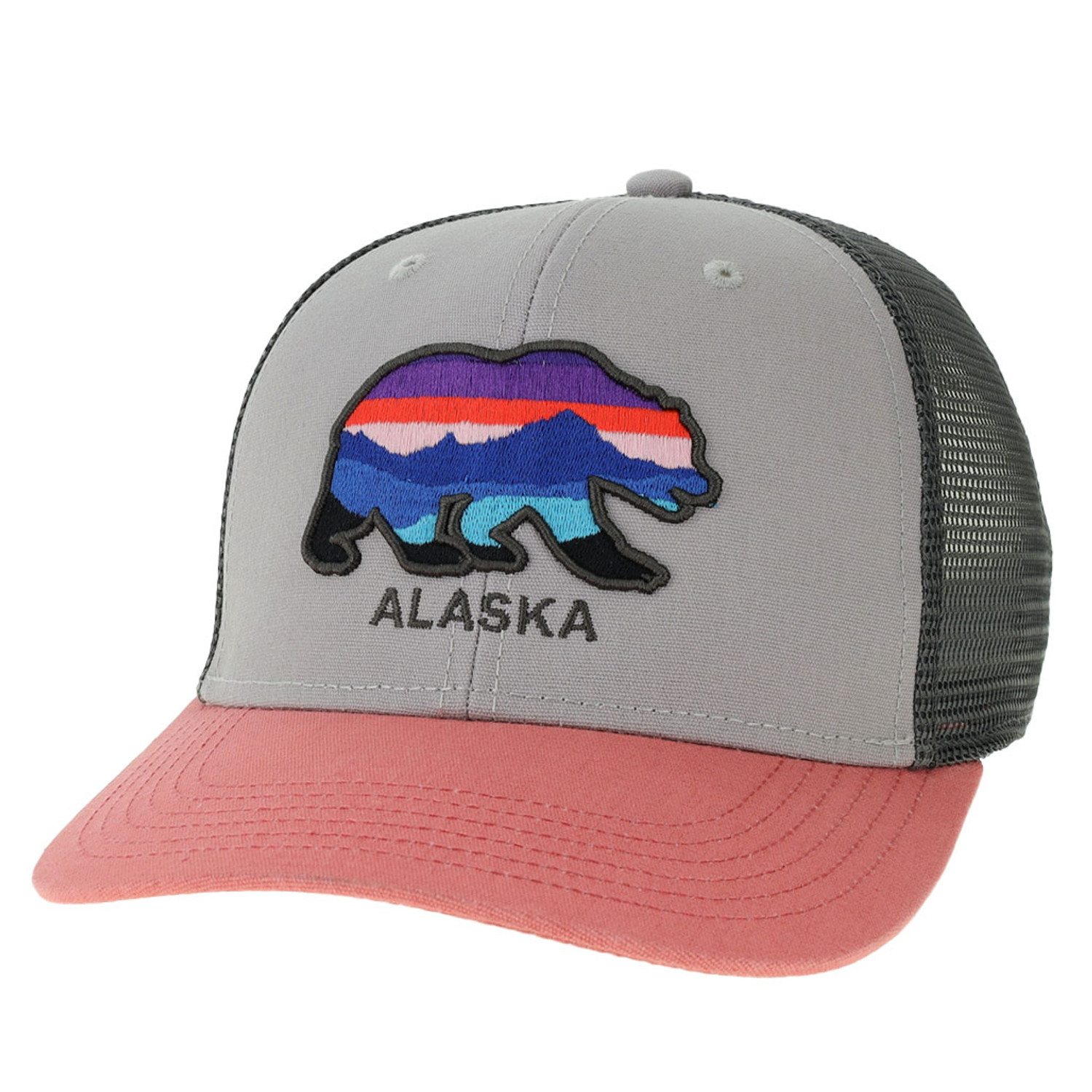 Alaska Bear Hat- Salmon/Grey - 6th Ave Outfitters Co-op