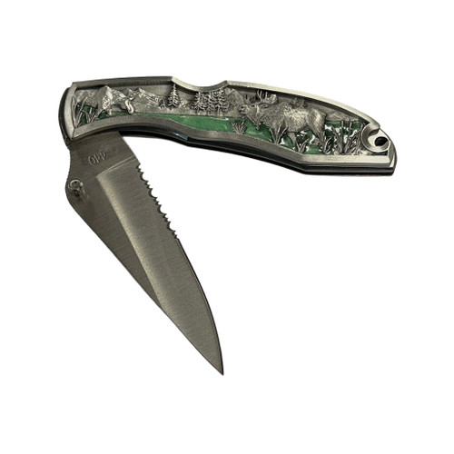 Moose Pewter Folding Knife