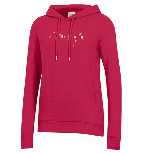 W's Relaxed Quilted Pullover Hoodie - Strawberry Rouge