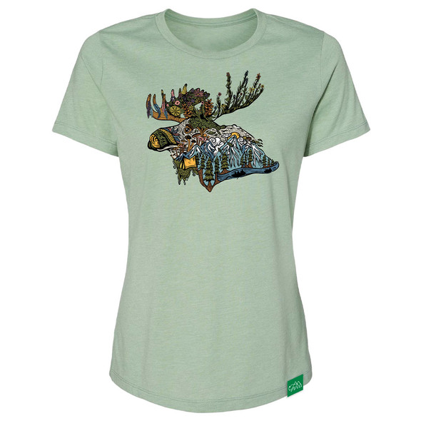 W's Boho Moose Shirt - Heather Sage