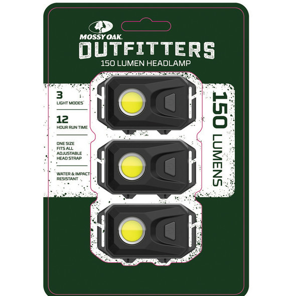 Mossy Oak Outfitters 150 Lumen Headlamp - 3 Pack