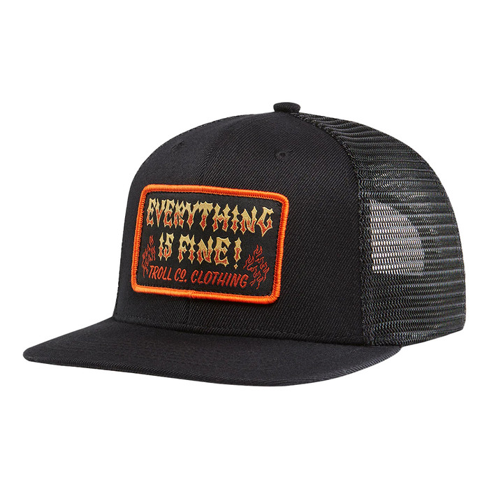Everything Is Fine Flat Brim Trucker - Black