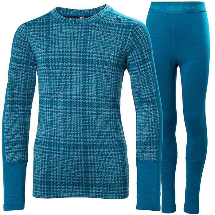 Jr Graphic Lifa Merino Set - Cerulean Blue