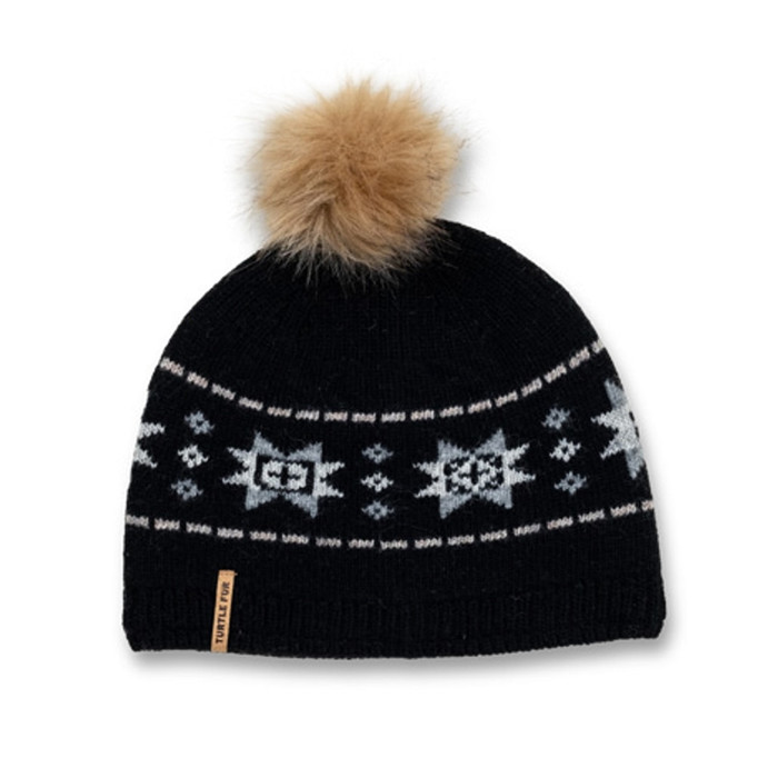 Lambswool North Star Pom Beanie - Black